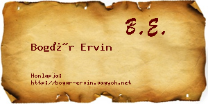Bogár Ervin névjegykártya