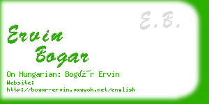 ervin bogar business card